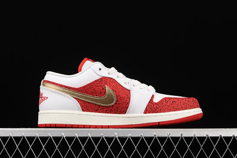 All categories Air Jordan Jordan series basketball shoes Air Jordan 1 Low G version pure original Air Jordan 1 Low AJ1 Joe 1 white red gold low-top cultural leisure sports sneakers DJ5185-100